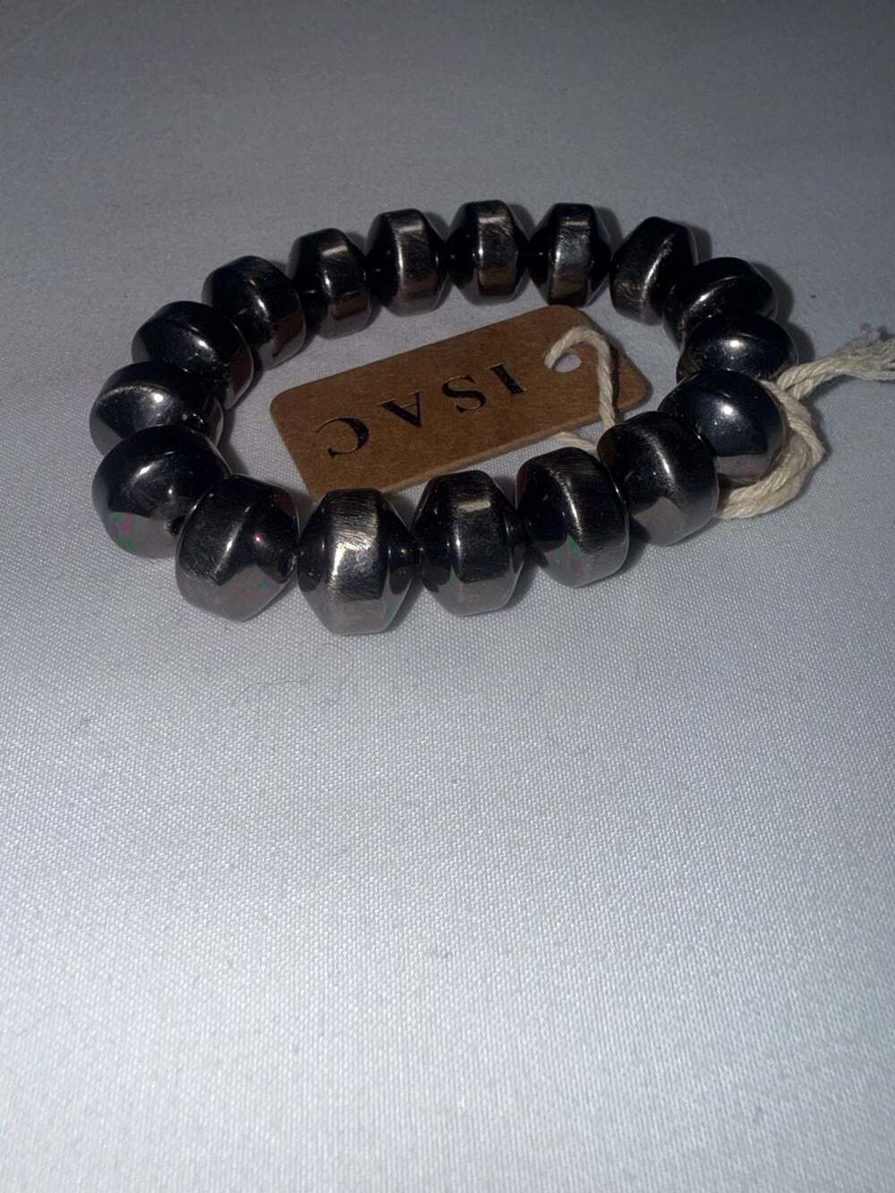ISAC Faceted Hematite Bead Stretch Bracelet
